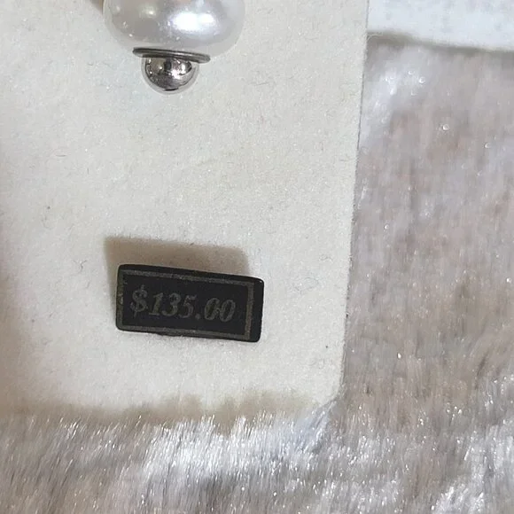 Silver Tone Pearl Necklace Earrings Set 32" Dream Love Laugh Charm Beaded - Picture 4 of 4